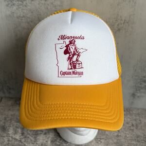Vintage Captain Morgan Minnesota Trucker Hat Padded Brim Mesh Snapback Rare Item